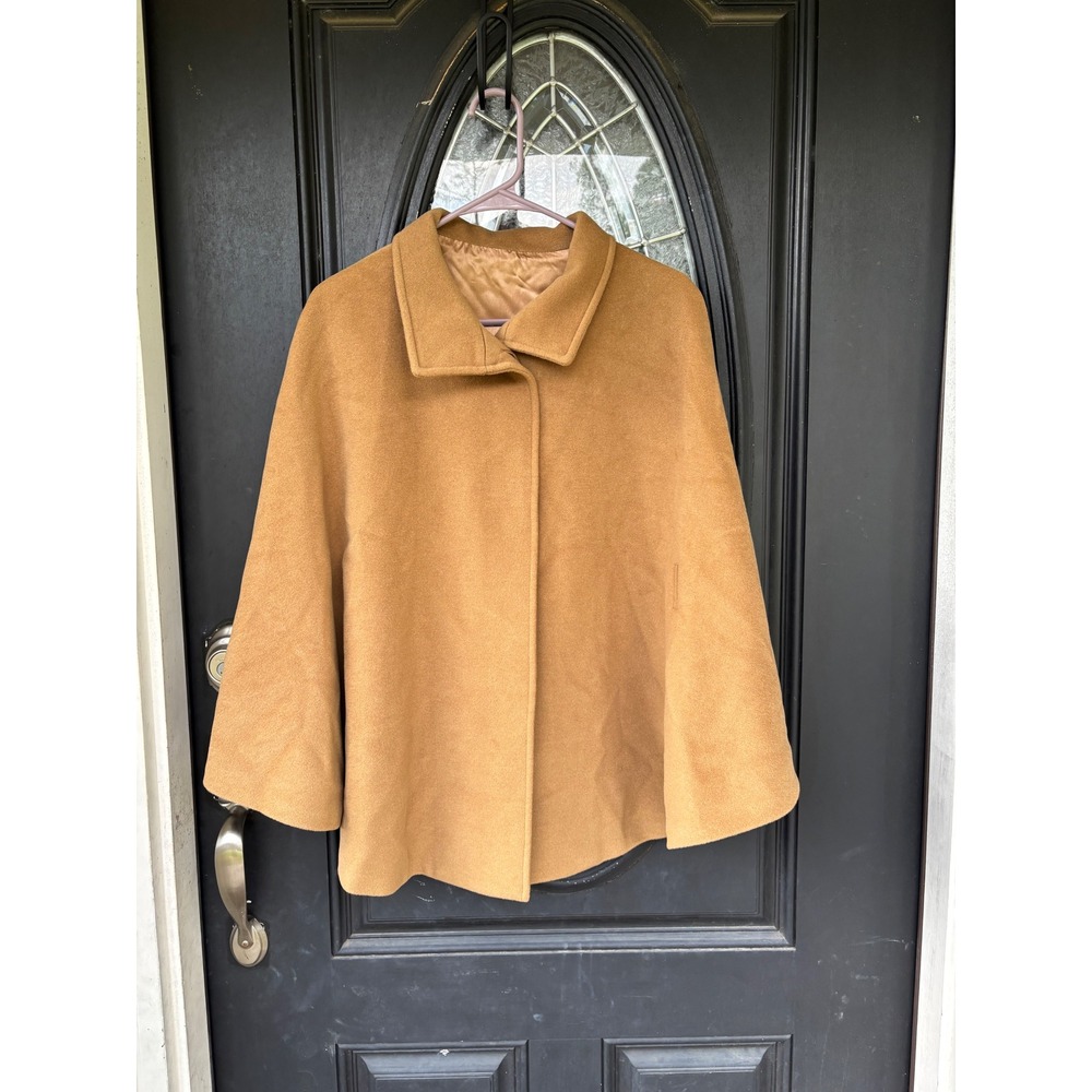 Miriam Joy Vintage Camel Italian Lambswool Angora Cape Coat Tan Women M